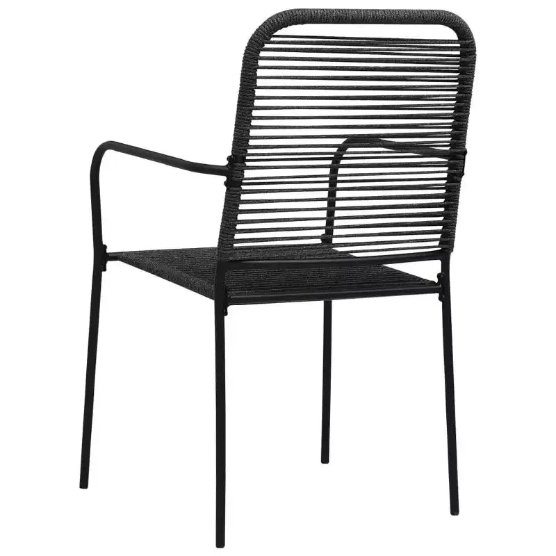 vidaXL Outdoor Chair Set of 2 Black Cotton rope, Powder-coated steel