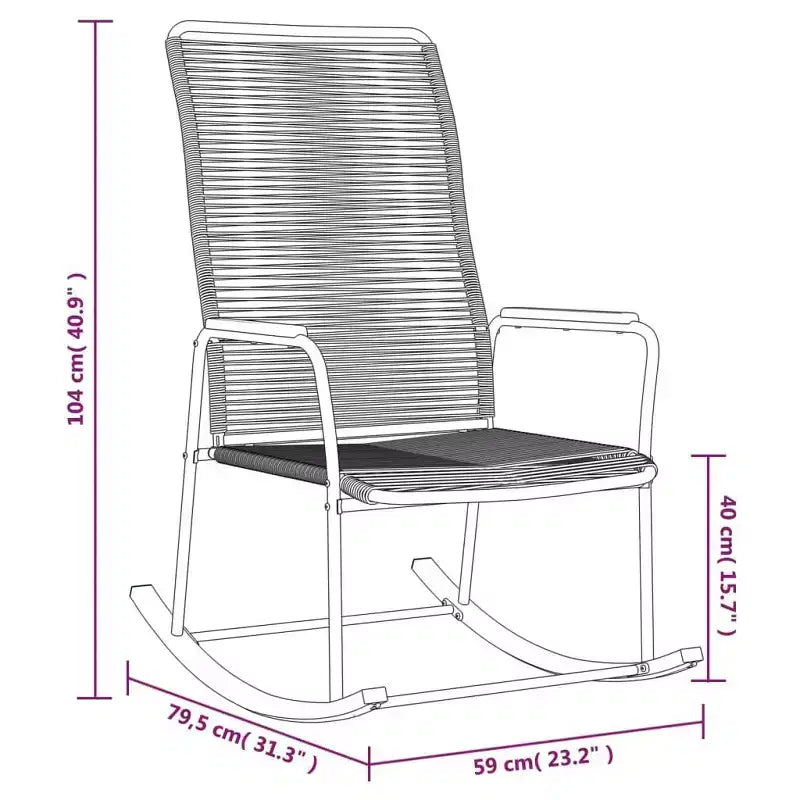 vidaXL Sedia a dondolo da giardino Nera 23.2x31.3x40.9 Rattan in PVC