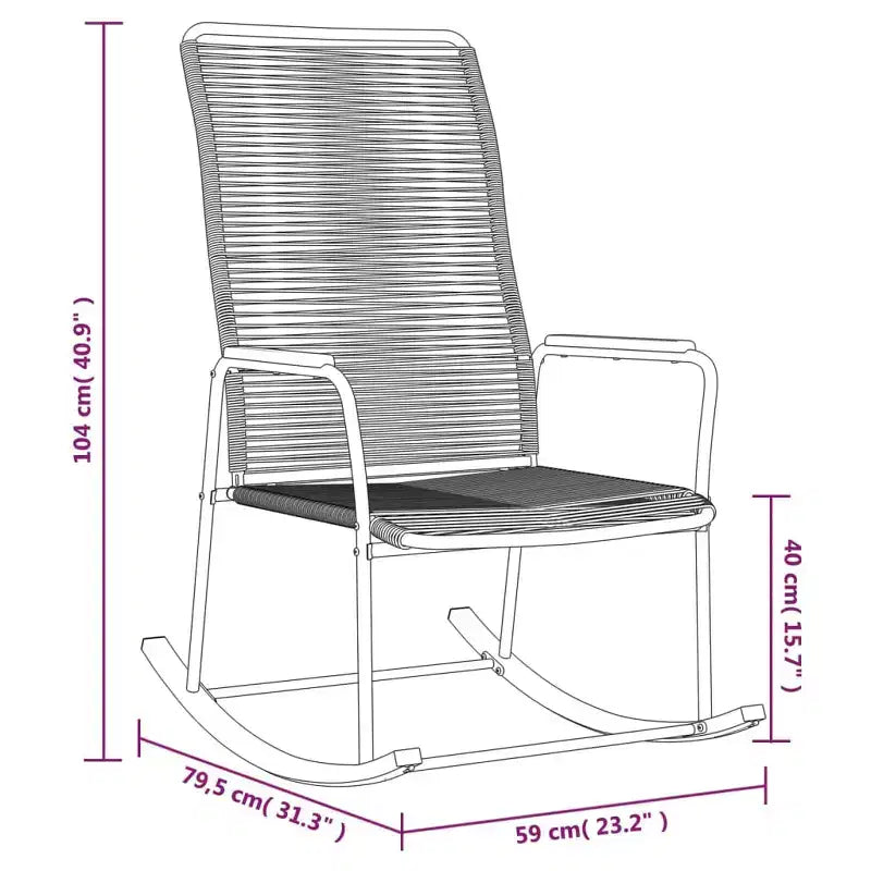 vidaXL Sedia a dondolo da giardino Nera 23.2x31.3x40.9 Rattan in PVC