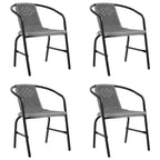 vidaXL Garden Chair Set of 4 Black Plastic rattan, steel Standard