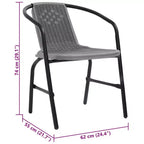 vidaXL Sedia da Giardino, Set da 4, in rattan sintetico, acciaio, nera Standard