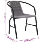 vidaXL Sedia da Giardino, Set da 4, in rattan sintetico, acciaio, nera Standard