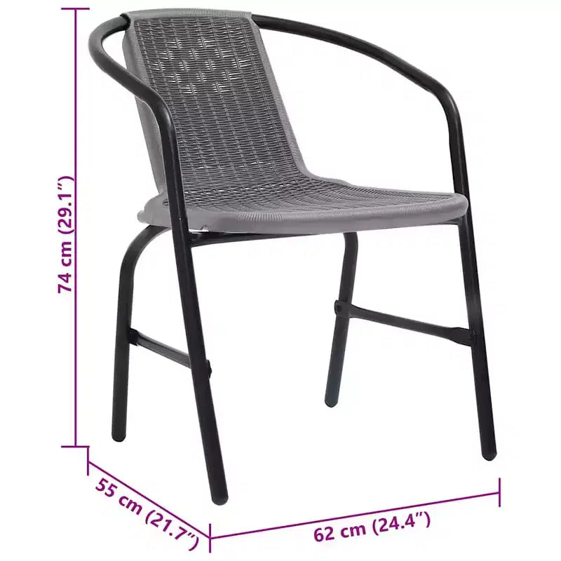 vidaXL Sedia da Giardino, Set da 4, in rattan sintetico, acciaio, nera Standard