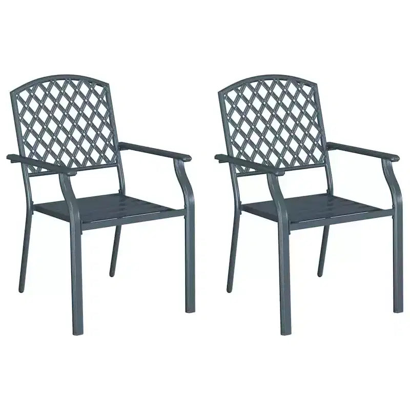 vidaXL Garden Chair 2 pcs Anthracite 22.05 x 25.59 x 35.04 in Steel