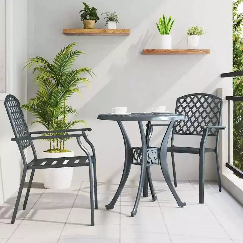 vidaXL Garden Chair 2 pcs Anthracite 22.05 x 25.59 x 35.04 in Steel