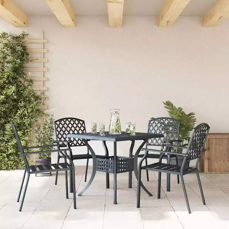 vidaXL Sedie da Giardino 4 pz Antracite 56 x 65 x 89 cm Acciaio