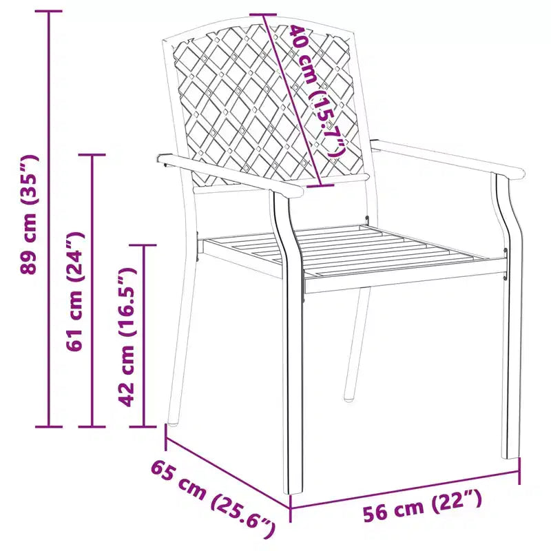 vidaXL Sedie da Giardino 4 pz Antracite 56 x 65 x 89 cm Acciaio