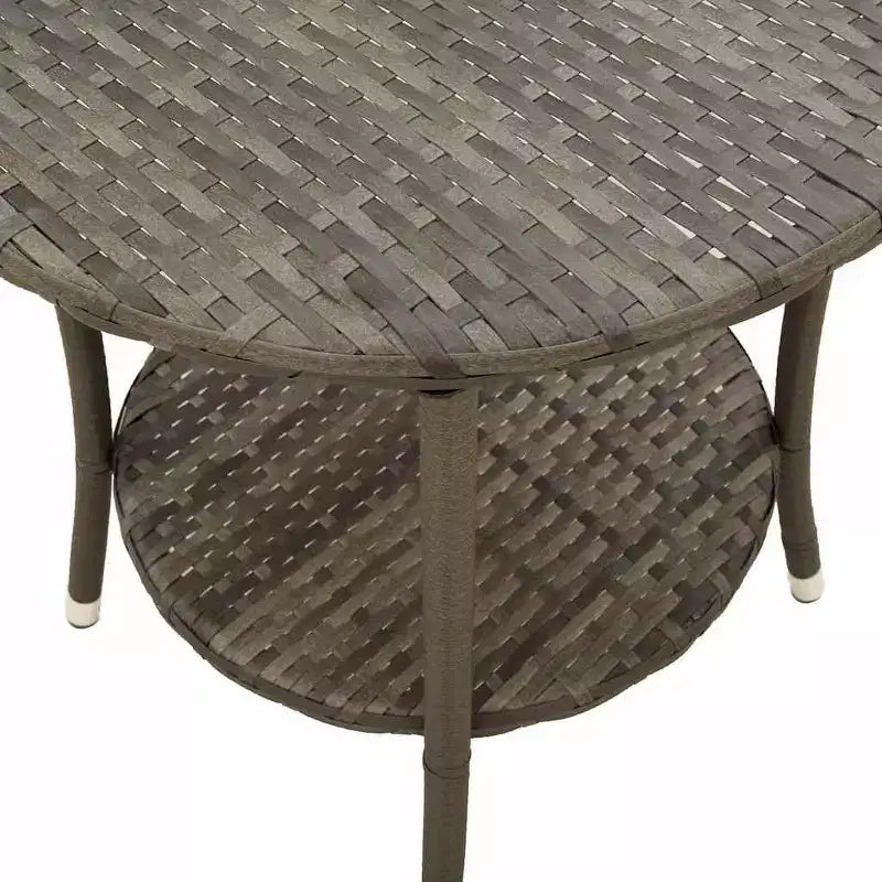 vidaXL Reclining Patio Chairs 2 pcs with Table Gray Poly Rattan