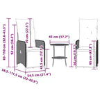 vidaXL Reclining Patio Chairs 2 pcs with Table Gray Poly Rattan
