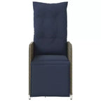 vidaXL Reclining Patio Chairs 2 pcs with Table Gray Poly Rattan