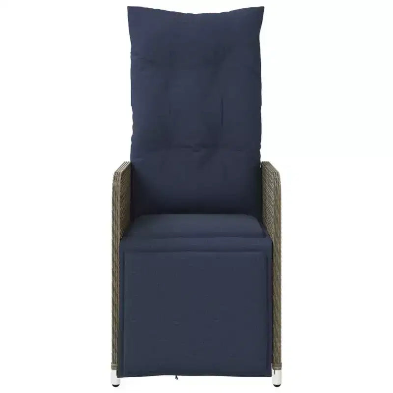 vidaXL Reclining Patio Chairs 2 pcs with Table Gray Poly Rattan