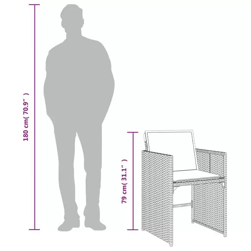 vidaXL Sedia da Giardino Grigia in Rattan PE Pieghevole Standard