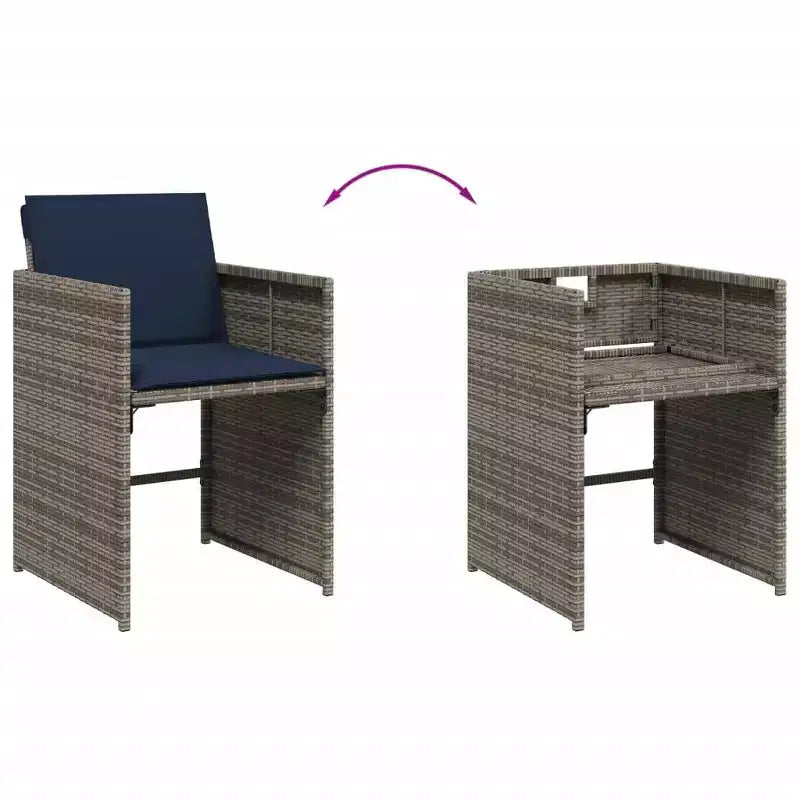 vidaXL Sedia da Giardino Grigia in Rattan PE Pieghevole Standard