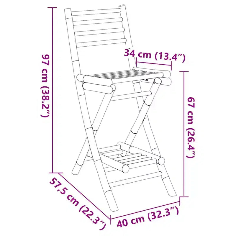 vidaXL Outdoor Bar Stool Natural Bamboo Standard Outdoor Bar Stool Size