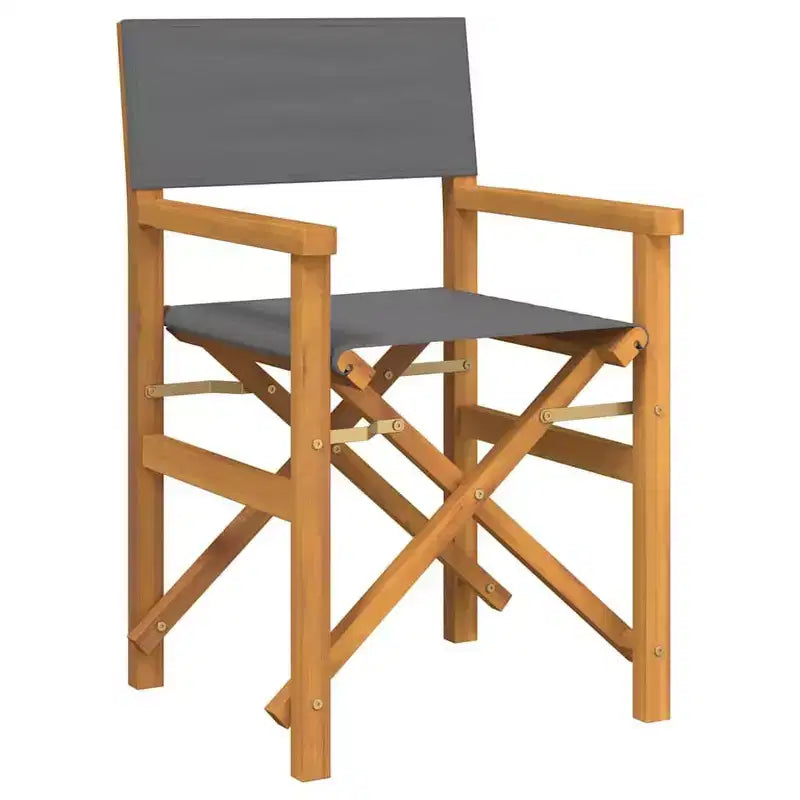 vidaXL Director's Chair Set of 2 Grey Teak wood and polyester Medium
