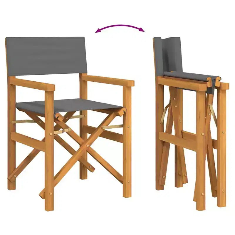 vidaXL Director's Chair Set of 2 Grey Teak wood and polyester Medium