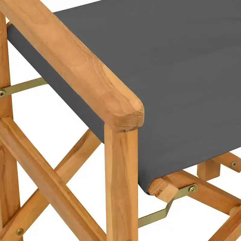 vidaXL Director's Chair Set of 2 Grey Teak wood and polyester Medium