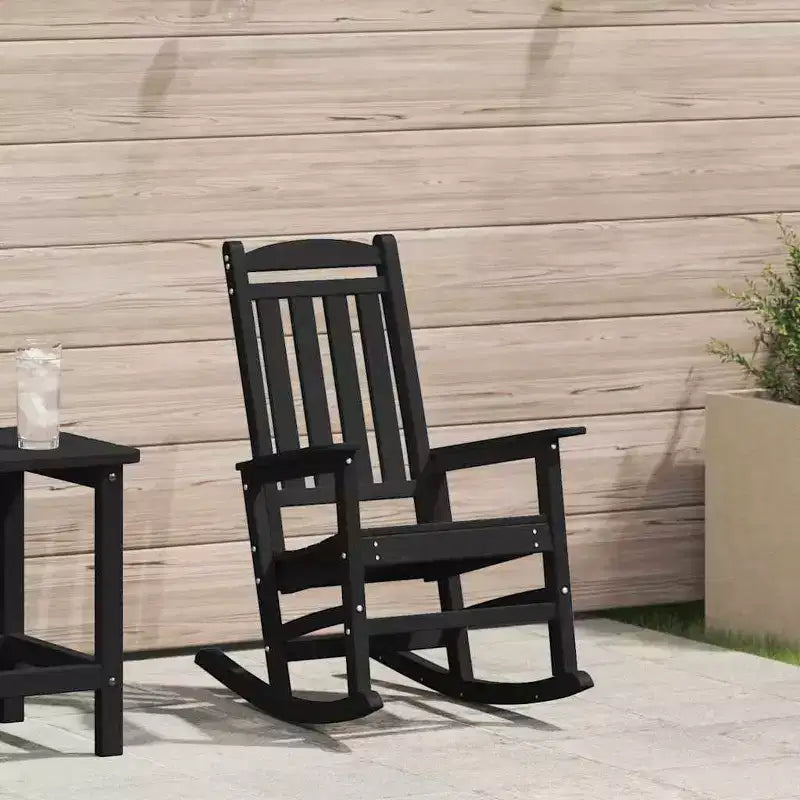 vidaXL Garden Rocking Chair Black 36.22 x 27.56 x 42.52 in HDPE