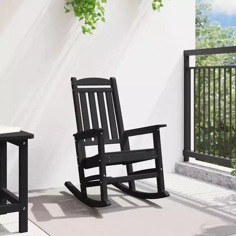 vidaXL Garden Rocking Chair Black 36.22 x 27.56 x 42.52 in HDPE