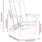 vidaXL Folding Adirondack Chair Black 31.69 x 29.33 x 36.22 in HDPE