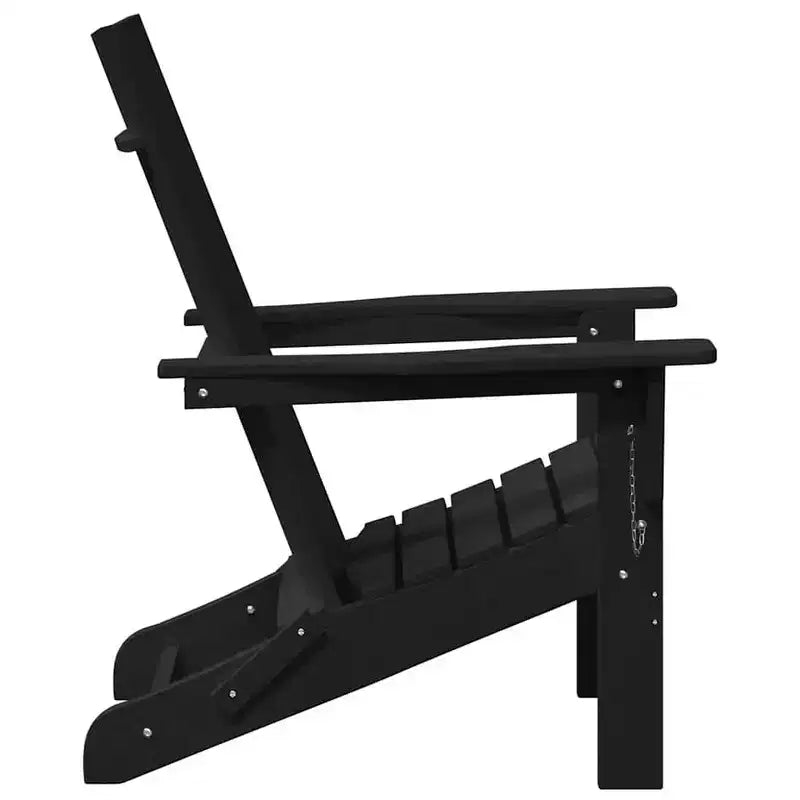 vidaXL Folding Adirondack Chair Black 31.69 x 29.33 x 36.22 in HDPE