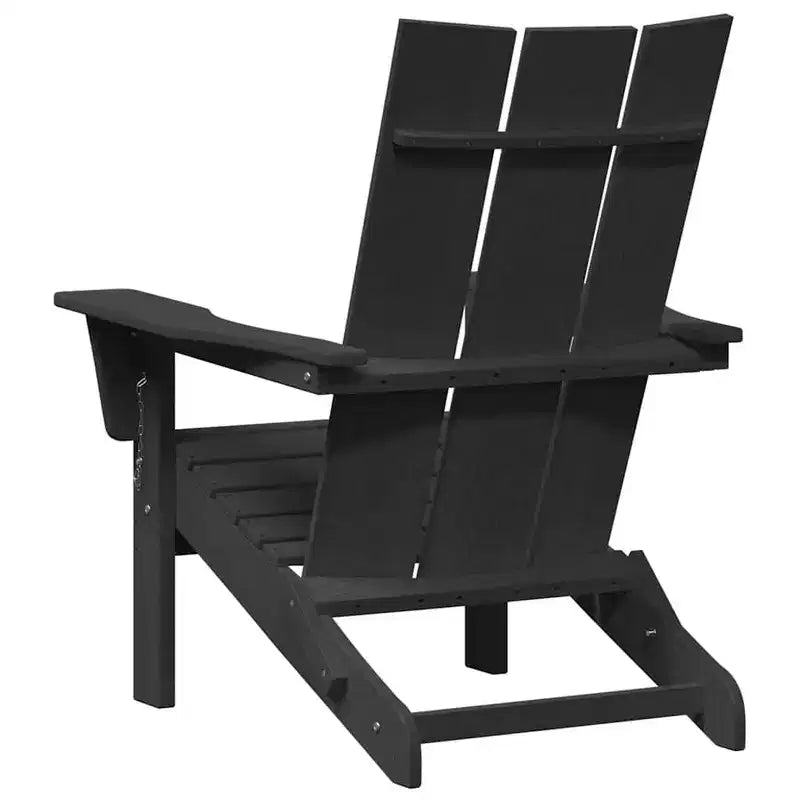 vidaXL Folding Adirondack Chair Black 31.69 x 29.33 x 36.22 in HDPE