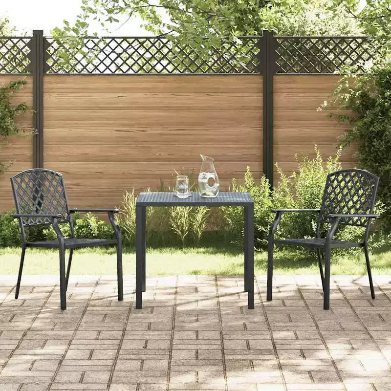 vidaXL Set 2 Sedie da Esterno Antracite in Acciaio E-Coated e Verniciato a Polvere