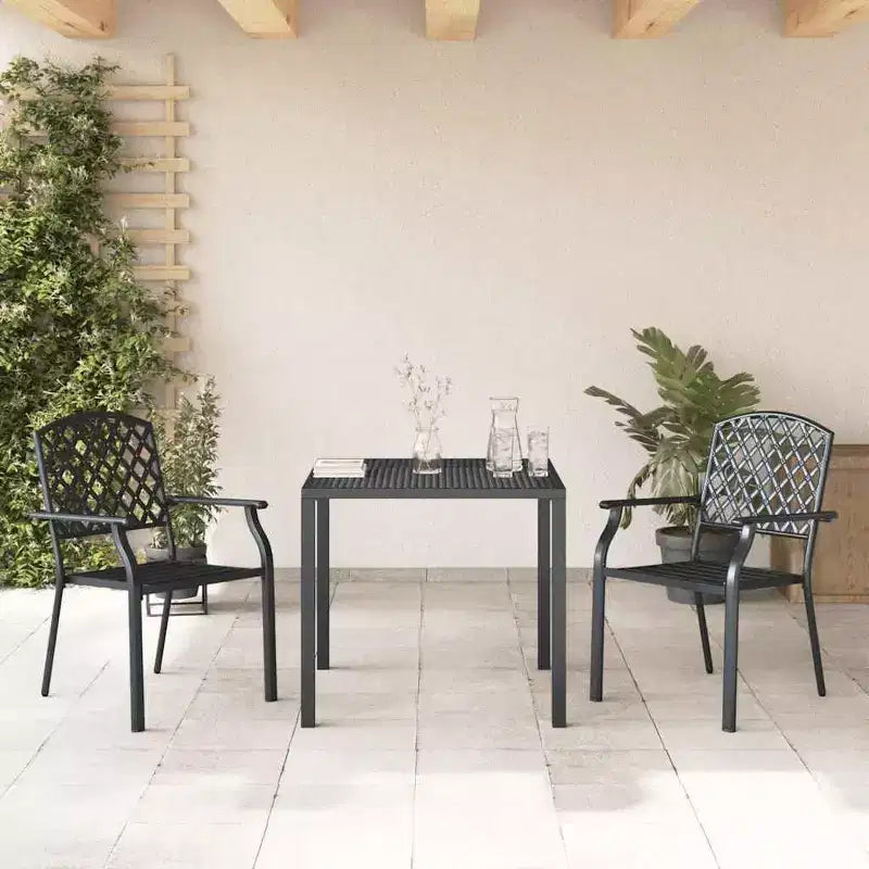 vidaXL Set 2 Sedie da Esterno Antracite in Acciaio E-Coated e Verniciato a Polvere