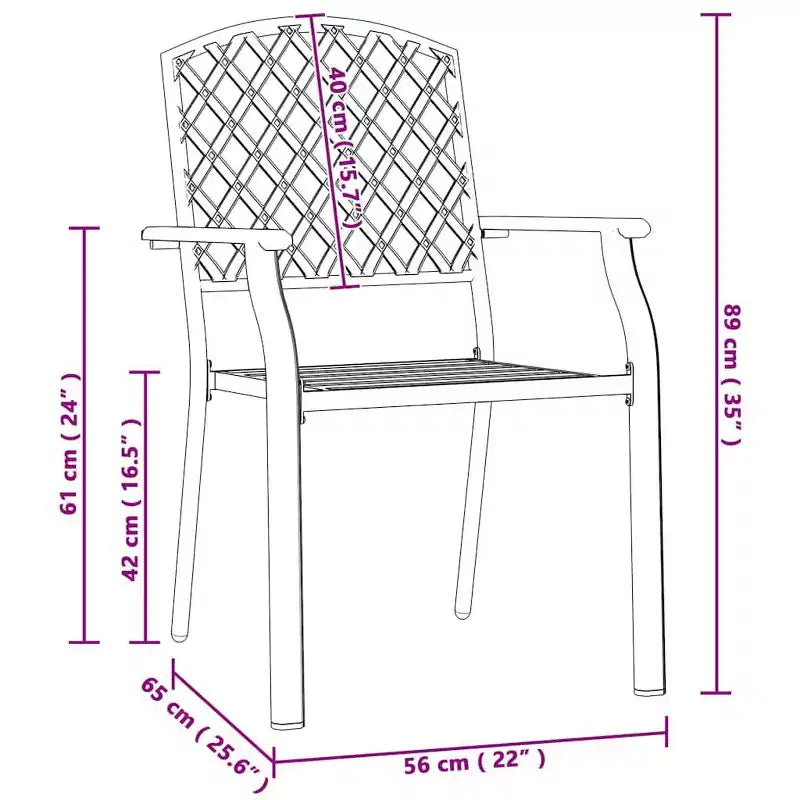 vidaXL Set 2 Sedie da Esterno Antracite in Acciaio E-Coated e Verniciato a Polvere