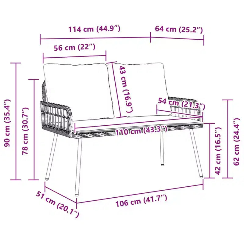 vidaXL Panca da giardino antracite 114 x 64 x 90 cm in acciaio