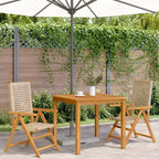 vidaXL Garden Chair Set of 2 Beige Solid Acacia wood, Poly Rattan