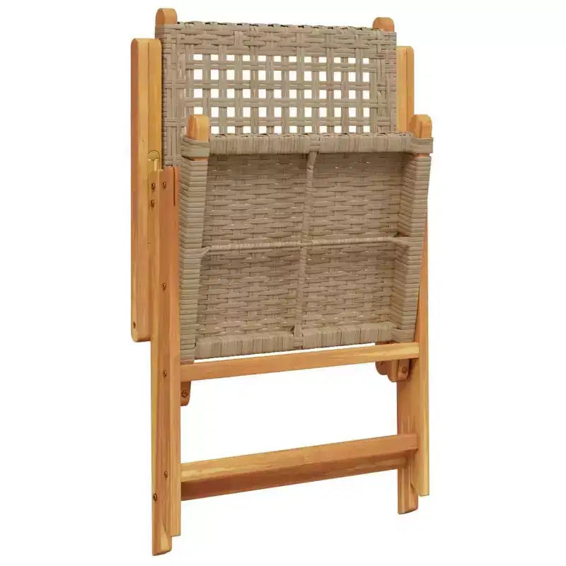 vidaXL Garden Chair Set of 2 Beige Solid Acacia wood, Poly Rattan