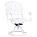 vidaXL Garden Chair Set of 2 White Cast Aluminum Standard Swivel