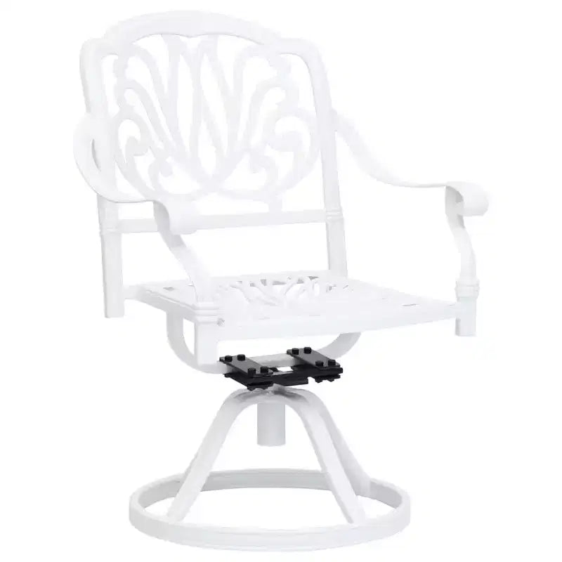 vidaXL Garden Chair Set of 2 White Cast Aluminum Standard Swivel