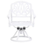 vidaXL Garden Chair Set of 2 White Cast Aluminum Standard Swivel
