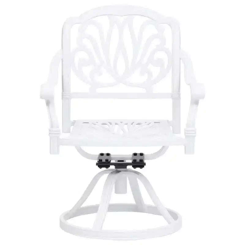 vidaXL Garden Chair Set of 2 White Cast Aluminum Standard Swivel