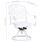 vidaXL Garden Chair Set of 2 White Cast Aluminum Standard Swivel