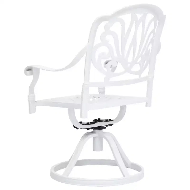 vidaXL Garden Chair Set of 2 White Cast Aluminum Standard Swivel