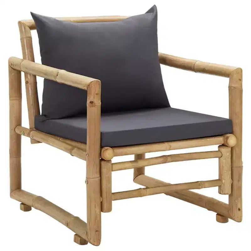 vidaXL Sedie da Giardino 2 pz Grigio Scuro, Bambù Naturale, Poliestere