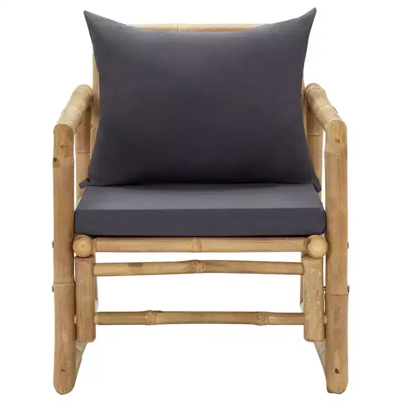 vidaXL Sedie da Giardino 2 pz Grigio Scuro, Bambù Naturale, Poliestere