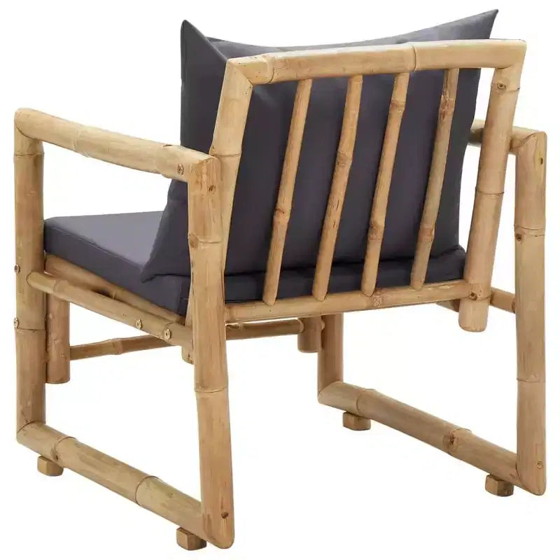 vidaXL Sedie da Giardino 2 pz Grigio Scuro, Bambù Naturale, Poliestere