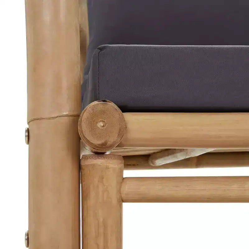 vidaXL Sedie da Giardino 2 pz Grigio Scuro, Bambù Naturale, Poliestere