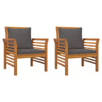 vidaXL Sofa Chair Set of 2 Dark Grey Solid acacia wood Standard