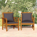 vidaXL Sofa Chair Set of 2 Dark Grey Solid acacia wood Standard