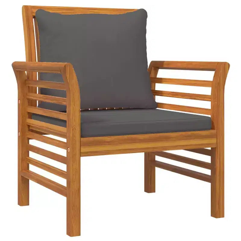 vidaXL Sofa Chair Set of 2 Dark Grey Solid acacia wood Standard