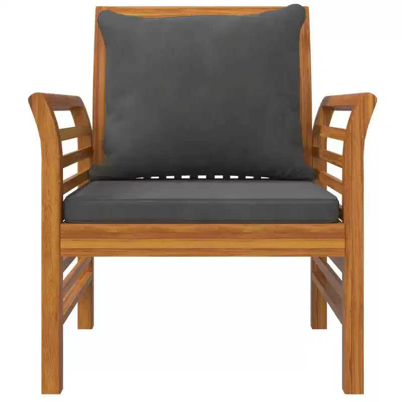 vidaXL Sofa Chair Set of 2 Dark Grey Solid acacia wood Standard