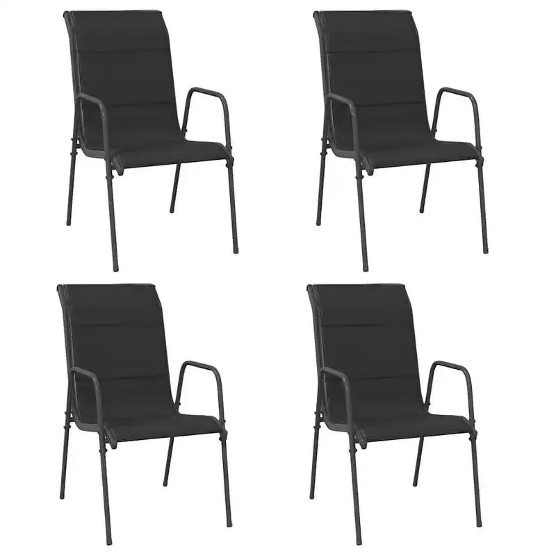 vidaXL Garden Chair Set of 4 Black and Anthracite Powder-Coated Steel
