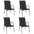 vidaXL Garden Chair Set of 4 Black and Anthracite Powder-Coated Steel