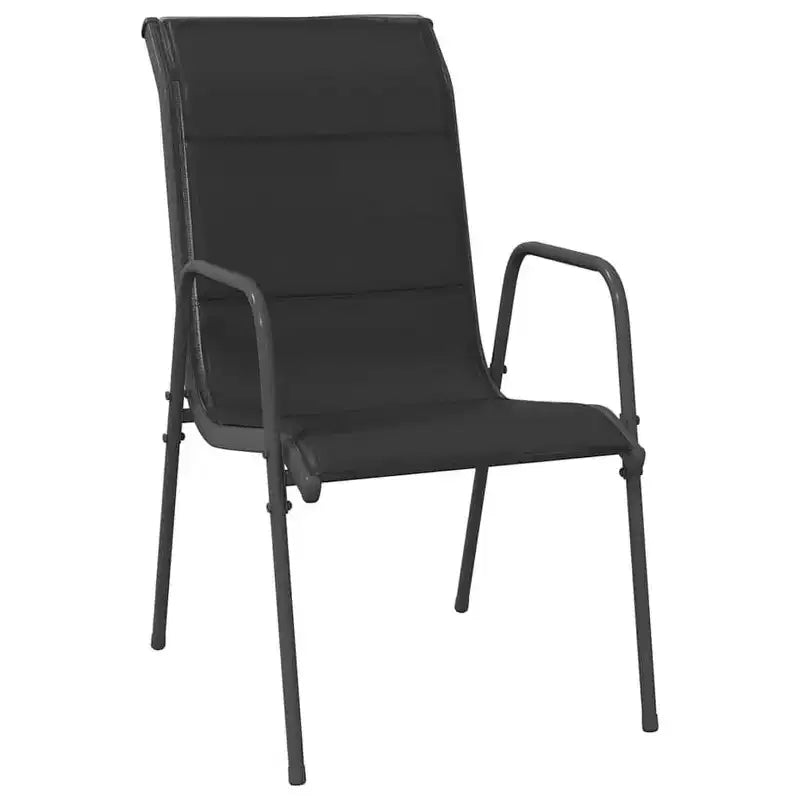vidaXL Garden Chair Set of 4 Black and Anthracite Powder-Coated Steel