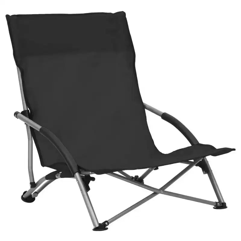 vidaXL Sdraio da spiaggia 2 pz Nere Tessuto Oxford, Acciaio Standard